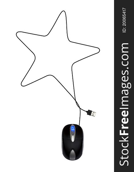 Black Mouse for notebook. Transmission line is star one star.