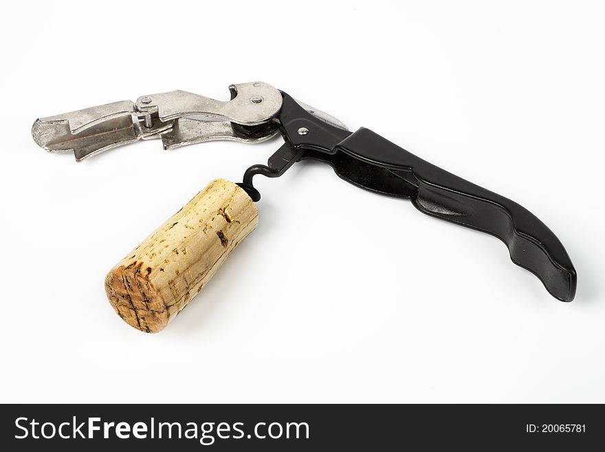 Opened Corkscrew wilh a wine cork