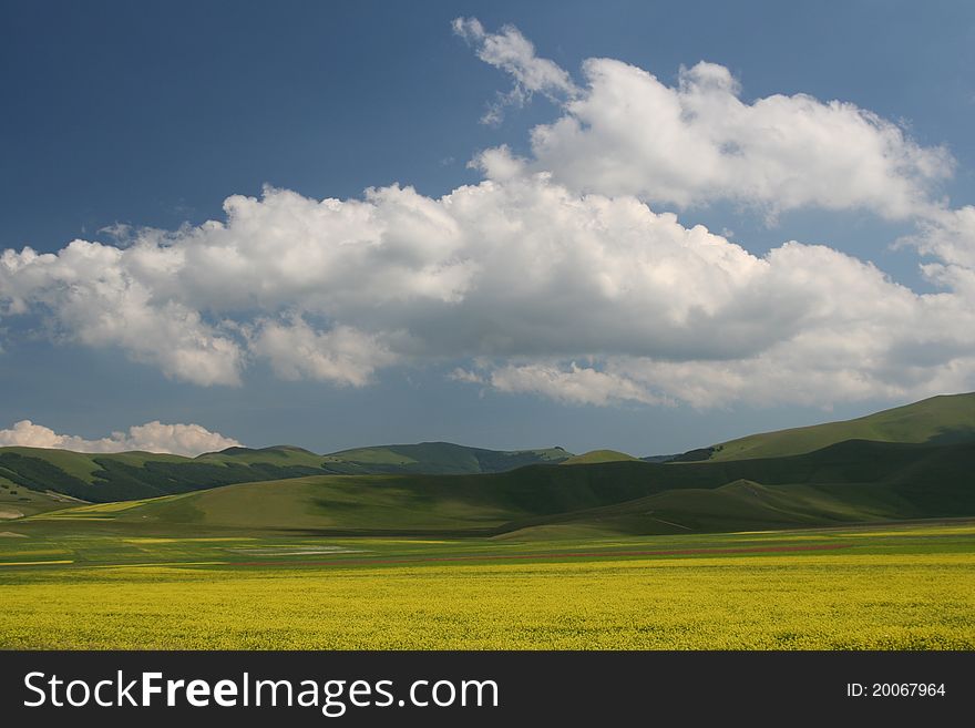 Summer landscape captured near Castelluccio di Norcia - Umbria - Italy. Summer landscape captured near Castelluccio di Norcia - Umbria - Italy