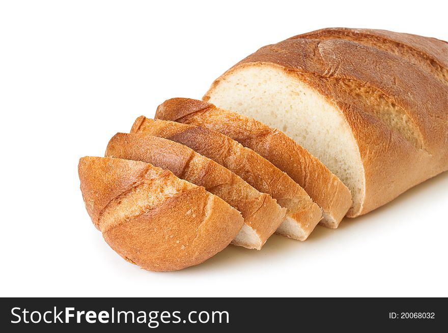 Loaf sliced isolated on white