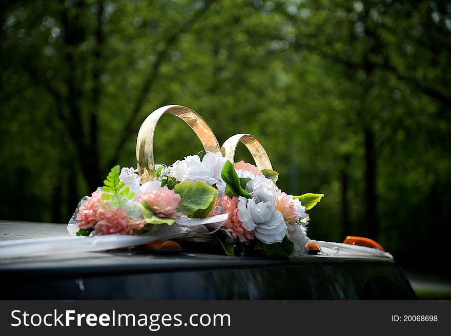 Wedding rings on a car roof