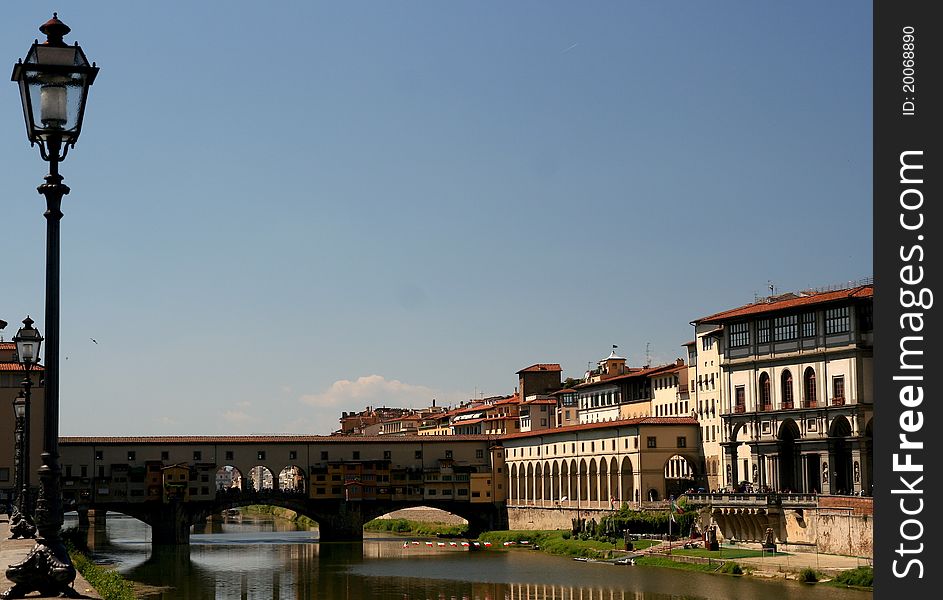 Street view Pontevecchio in Florence center captured in june 2011