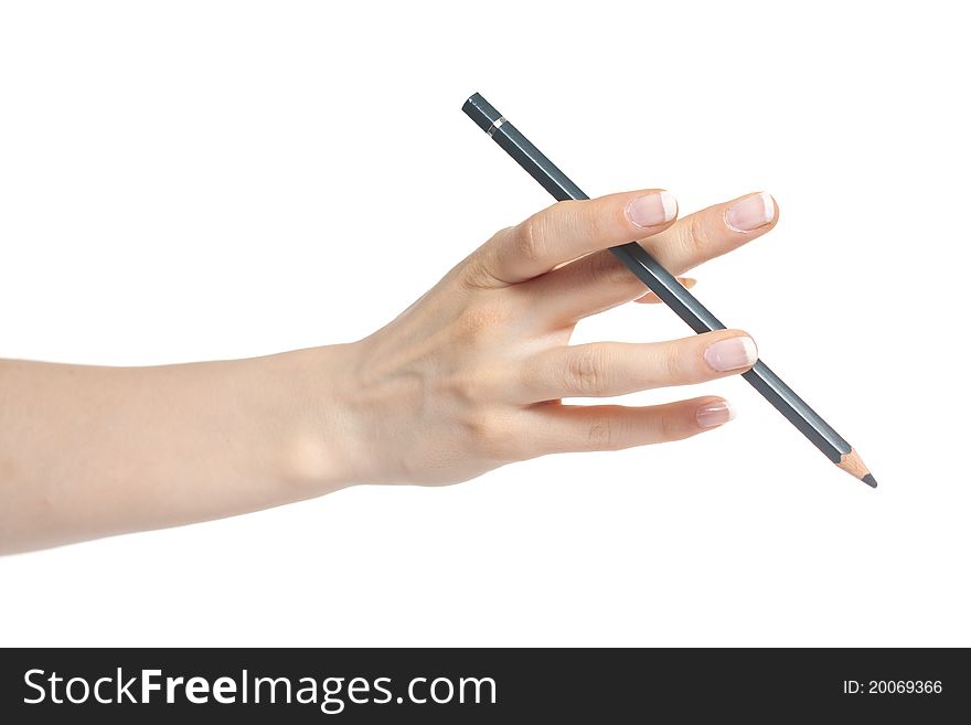 Woman hand with pencil