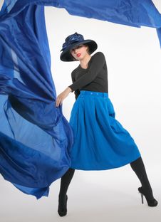 Woman And Flying Blue. Royalty Free Stock Images Woman And Flying Blue. Royalty Free Stock Images