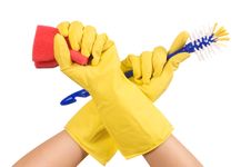 Hand In Glove Isolated Over White Royalty Free Stock Photos