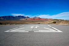 Helicopter Pad With A View Of The Mojave Desert. Royalty Free Stock Photos
