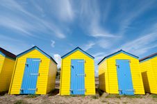 Yellow Beach Huts In Summer Stock Images Yellow Beach Huts In Summer Stock Images