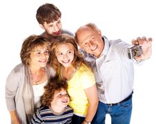 Family Together Taking Self-portrait Stock Photography