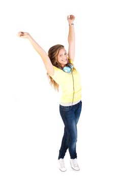 Portrait Of A Happy Young Woman Enjoying Music Stock Image Portrait Of A Happy Young Woman Enjoying Music Stock Image
