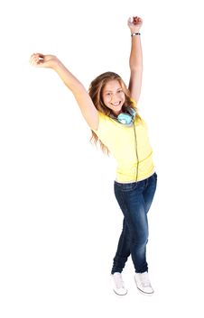 Young Girl Enjoying Music Through Headphones Stock Image Young Girl Enjoying Music Through Headphones Stock Image