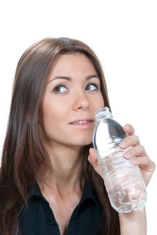 Woman Drinking Mineral Water Royalty Free Stock Photos