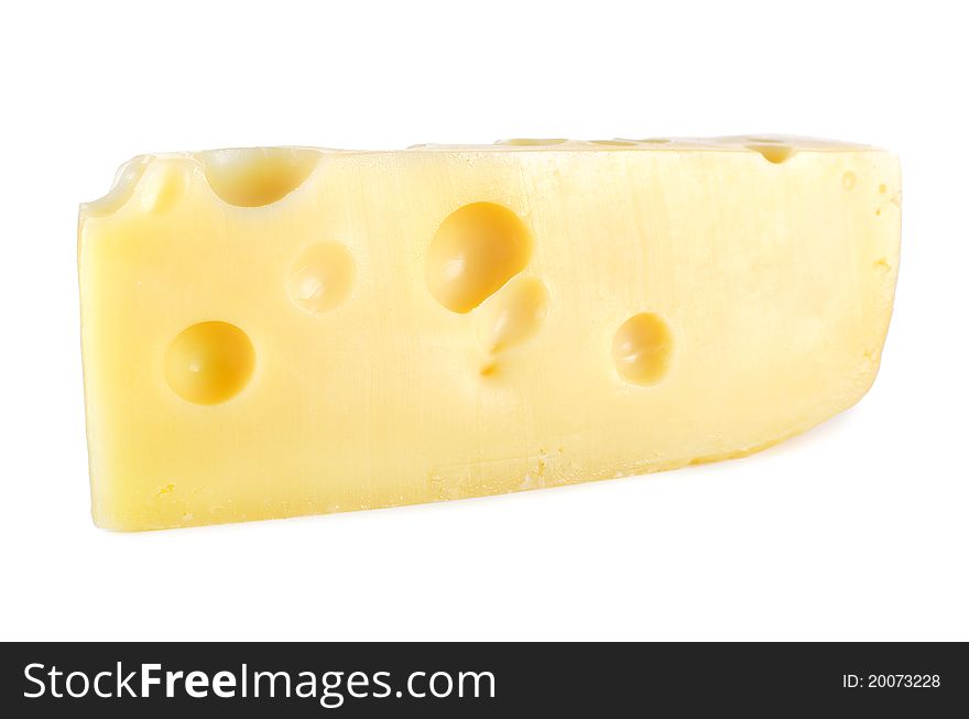 Piece of cheese isolated on a white