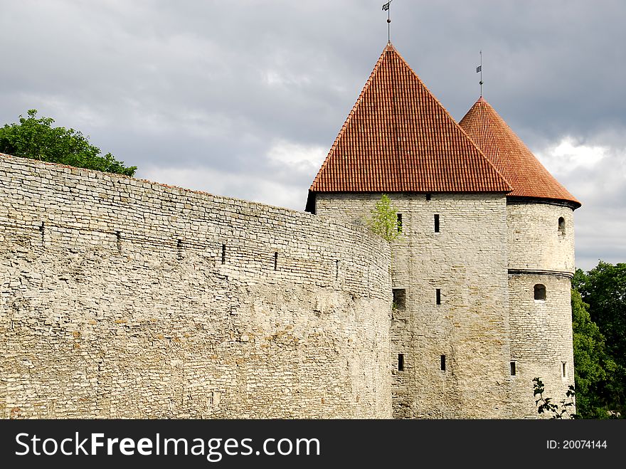 Medieval part of the capital of Estonia: historical towers. Medieval part of the capital of Estonia: historical towers