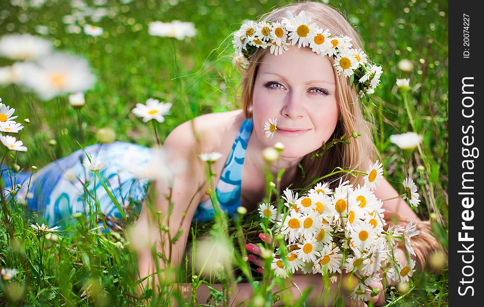 Pretty young woman in the fields