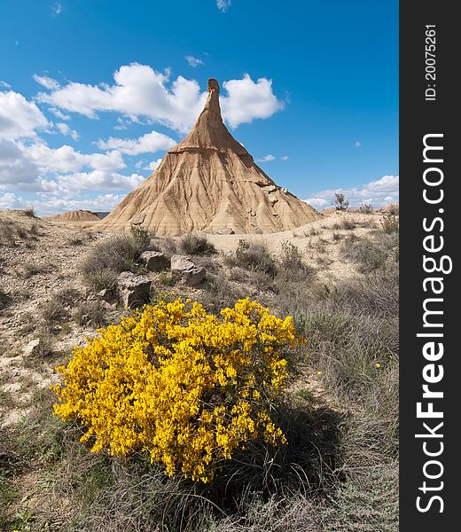 Castil de tierra, most famous landmark of Bardenas desert, in Spain