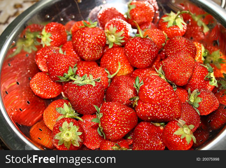 Fresh strawberries grown in the garden