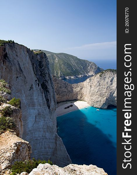 Zakynthos island with a shipwreck. Zakynthos island with a shipwreck