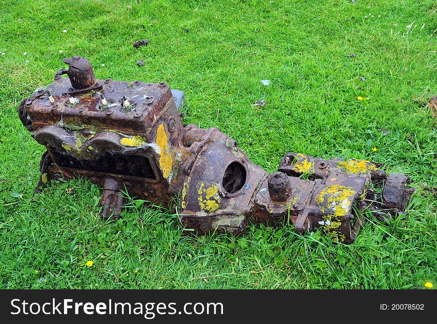 Old rusty car engine