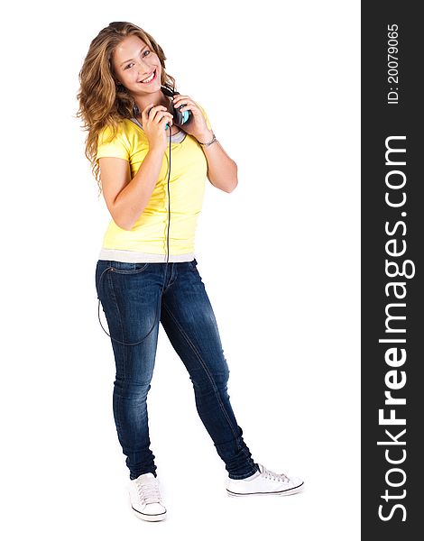 Beautiful young caucasian girl isolated over white background. Beautiful young caucasian girl isolated over white background.