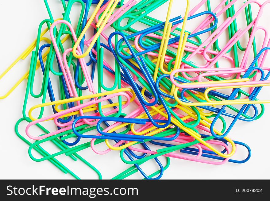Close-up of colorful  paper clips