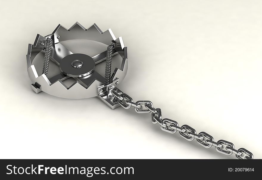Empty trap 3d render isolated on white background. Empty trap 3d render isolated on white background