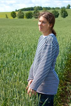 Smile In Wheat Fields Royalty Free Stock Photo