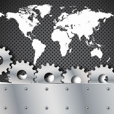 Metal Plate And Gears World Map Royalty Free Stock Photos Metal Plate And Gears World Map Royalty Free Stock Photos