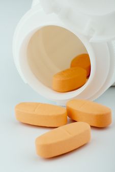 Orange Tablets With A Jar Stock Image Orange Tablets With A Jar Stock Image