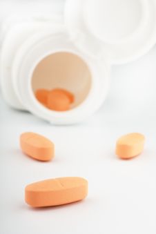 Orange Tablets With A Jar Stock Images Orange Tablets With A Jar Stock Images
