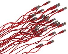 Group Of Red Network Cable On White Background Stock Photos