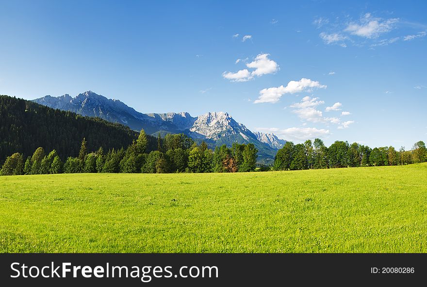 Wilder Kaiser mountains in Tirol, panoramic view, Austria