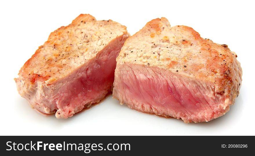 Juice striped steak close up