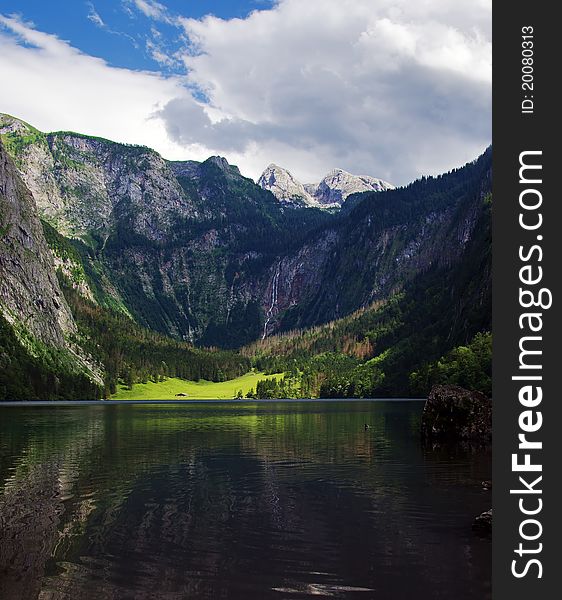 Panoramic view of Obersee lake, Germany
