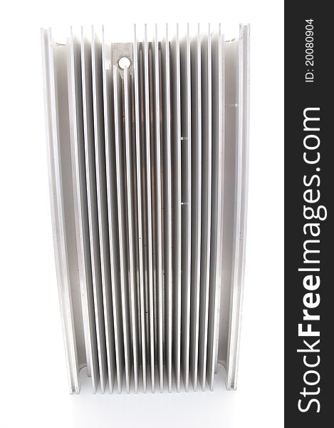 Aluminum, silver radiator on white background