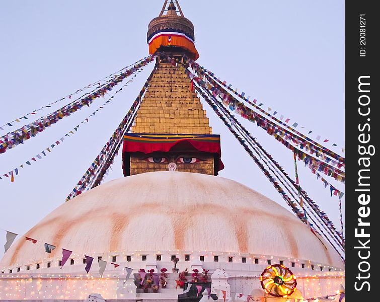 Boudhanath Stupa in Kathmandu , Nepal