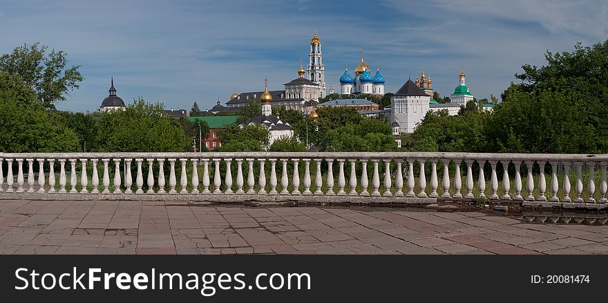 Panoramic picture of Monastery in the city of Sergiev Posad from a viewing point. Panoramic picture of Monastery in the city of Sergiev Posad from a viewing point