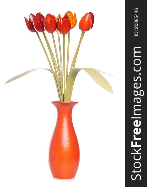 Wooden Tulips In A Vase