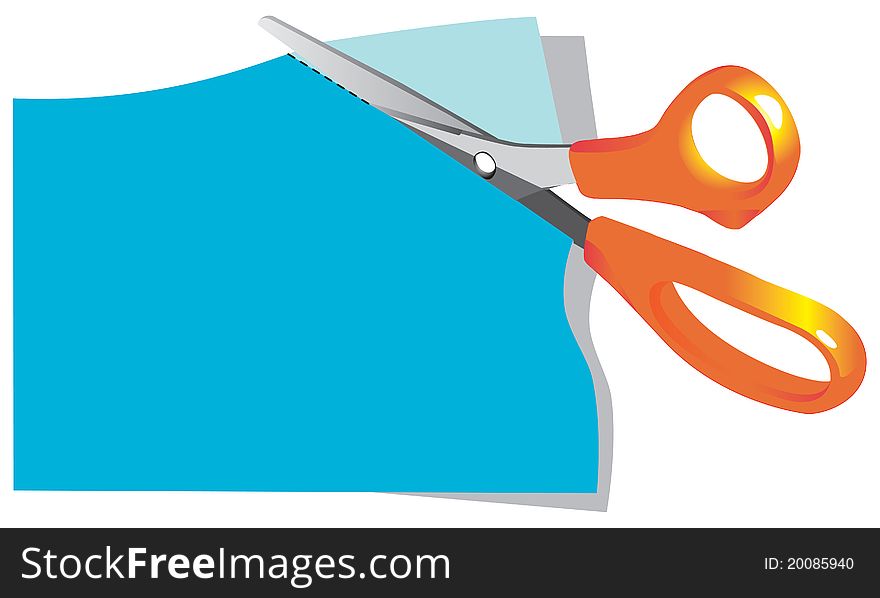 Scissors cut paper, Illustration In write background