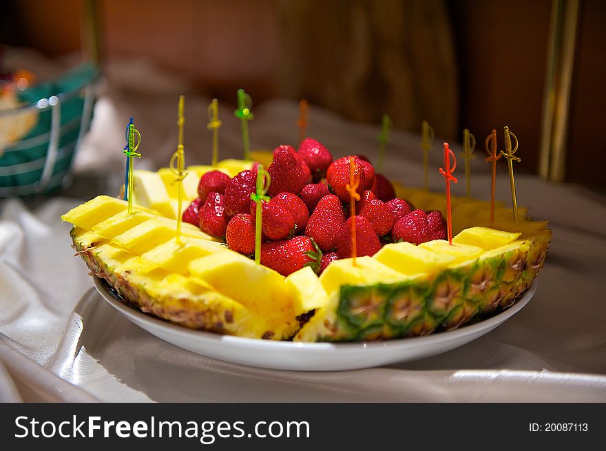 Plate with very appetizing fruit. Plate with very appetizing fruit