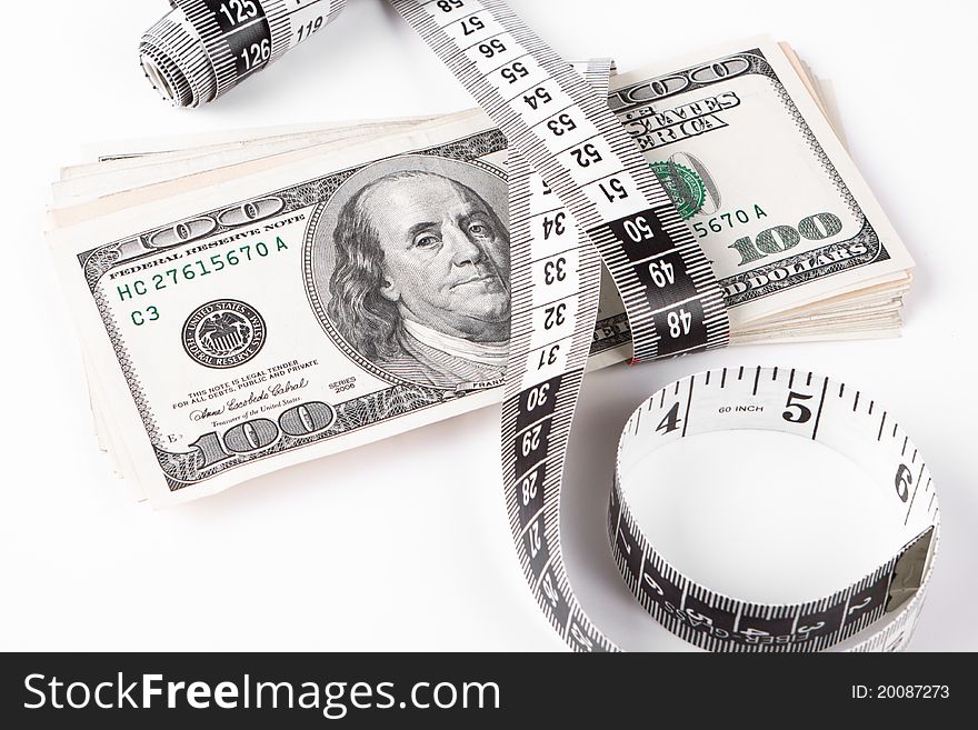 Dollar mesure with meter on white background. Dollar mesure with meter on white background