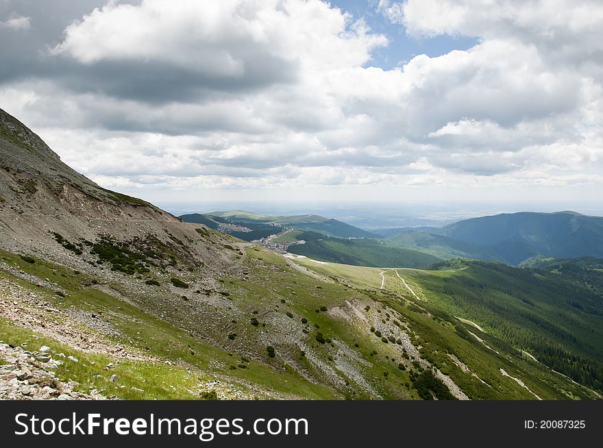 Cloudy view of Carpathian mountains in Romania. Cloudy view of Carpathian mountains in Romania