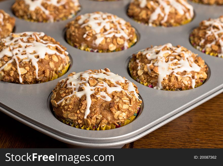 Homemade Apple Spice Muffins served warm. Homemade Apple Spice Muffins served warm