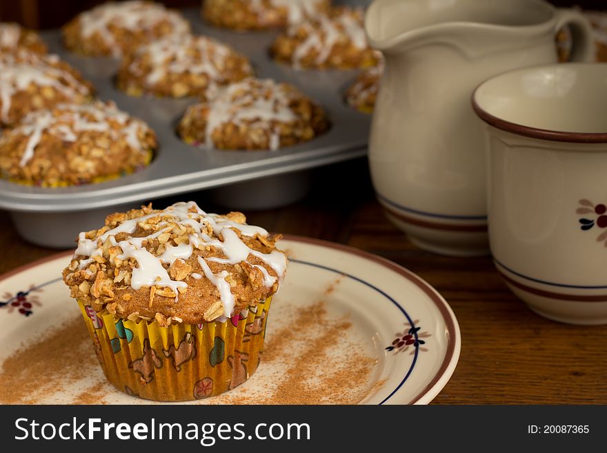 Homemade Apple Spice Muffins served warm. Homemade Apple Spice Muffins served warm