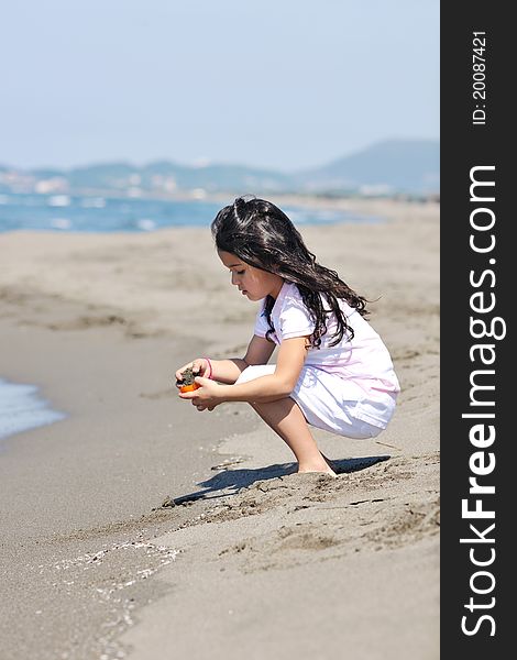 Little female child portrait on beautiful beach. Little female child portrait on beautiful beach