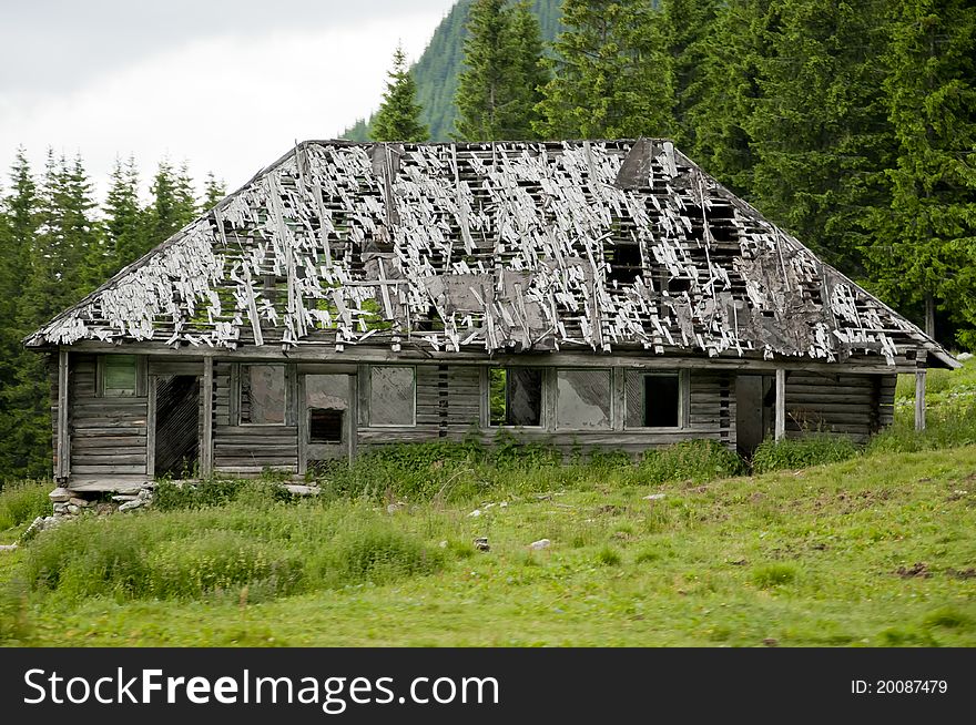 Abandoned wooden house in the Carpathian mountains. Abandoned wooden house in the Carpathian mountains