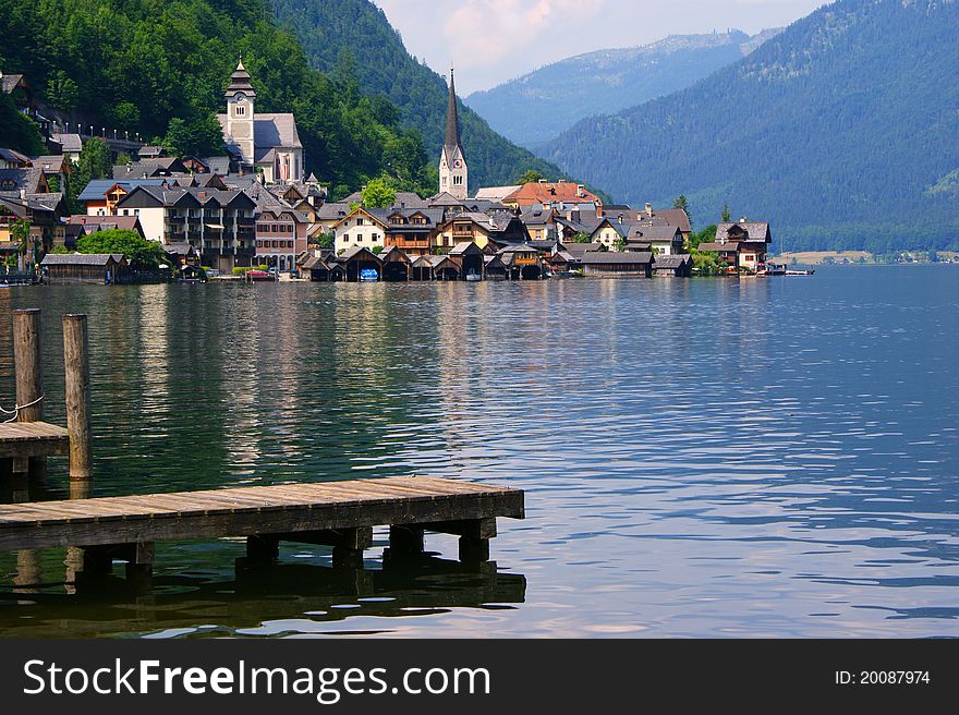 The austrian landscape, view of the town of Hallstatt. The austrian landscape, view of the town of Hallstatt