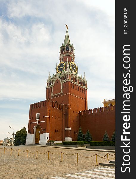 The Moscow Kremlin Spasskaya tower. The Moscow Kremlin Spasskaya tower