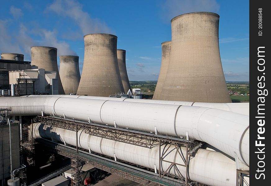 Coal fired power station cooling towers and Flue Gas Desulphurisation ducting