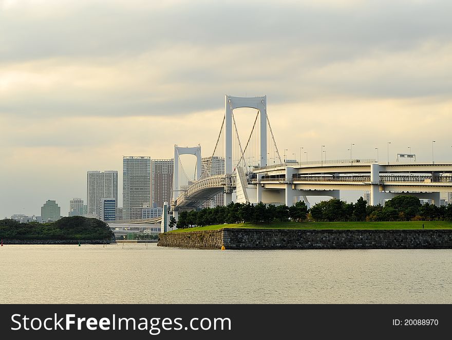 View to rainbow bridge in odaiba tokyo japan