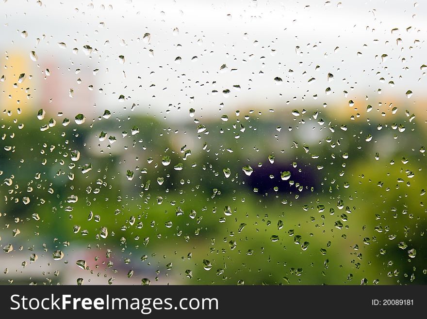 Small raindrops on the window